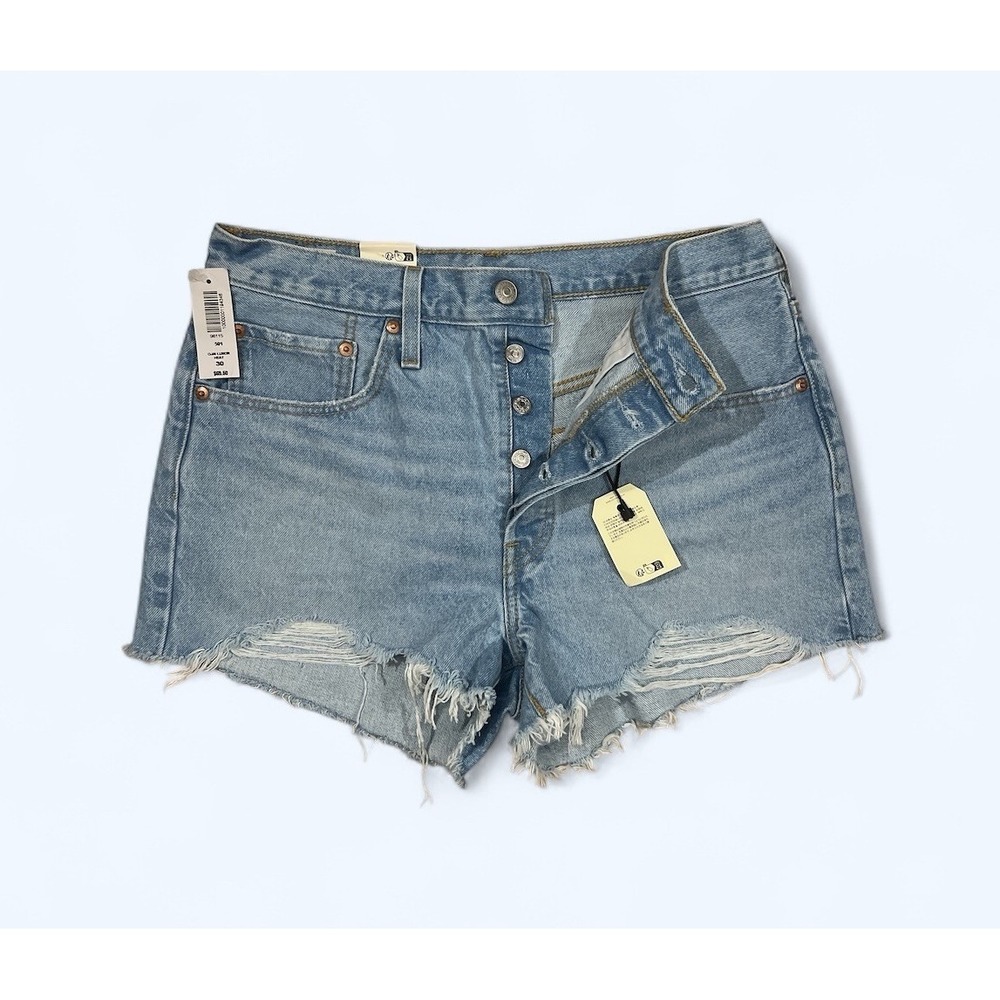 Levis 501 Shorts Premium Women Cutoff Denim High Rise Size 30 Button Fly